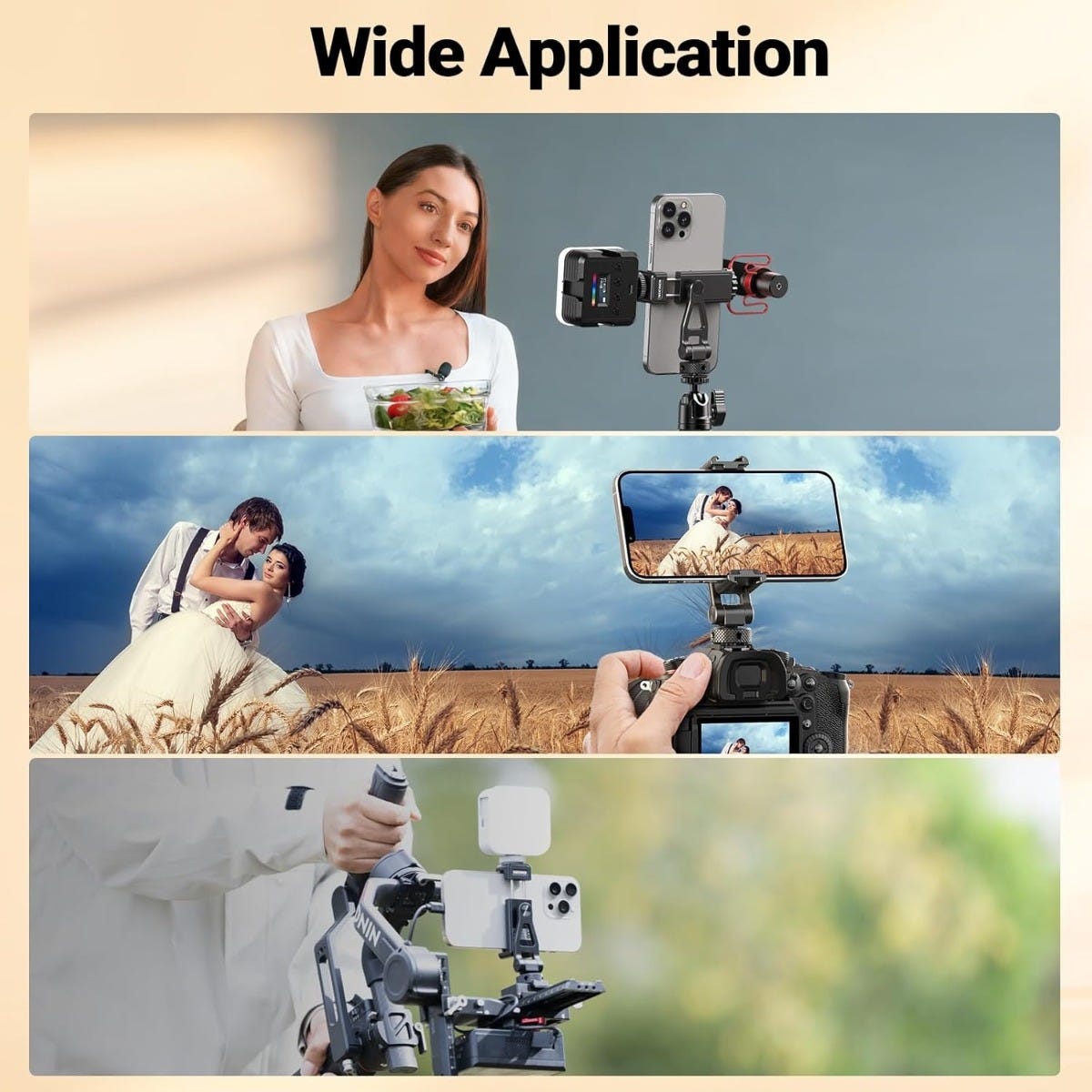 NEEWER Universal Rotatable Phone Clamp with Cold Shoe