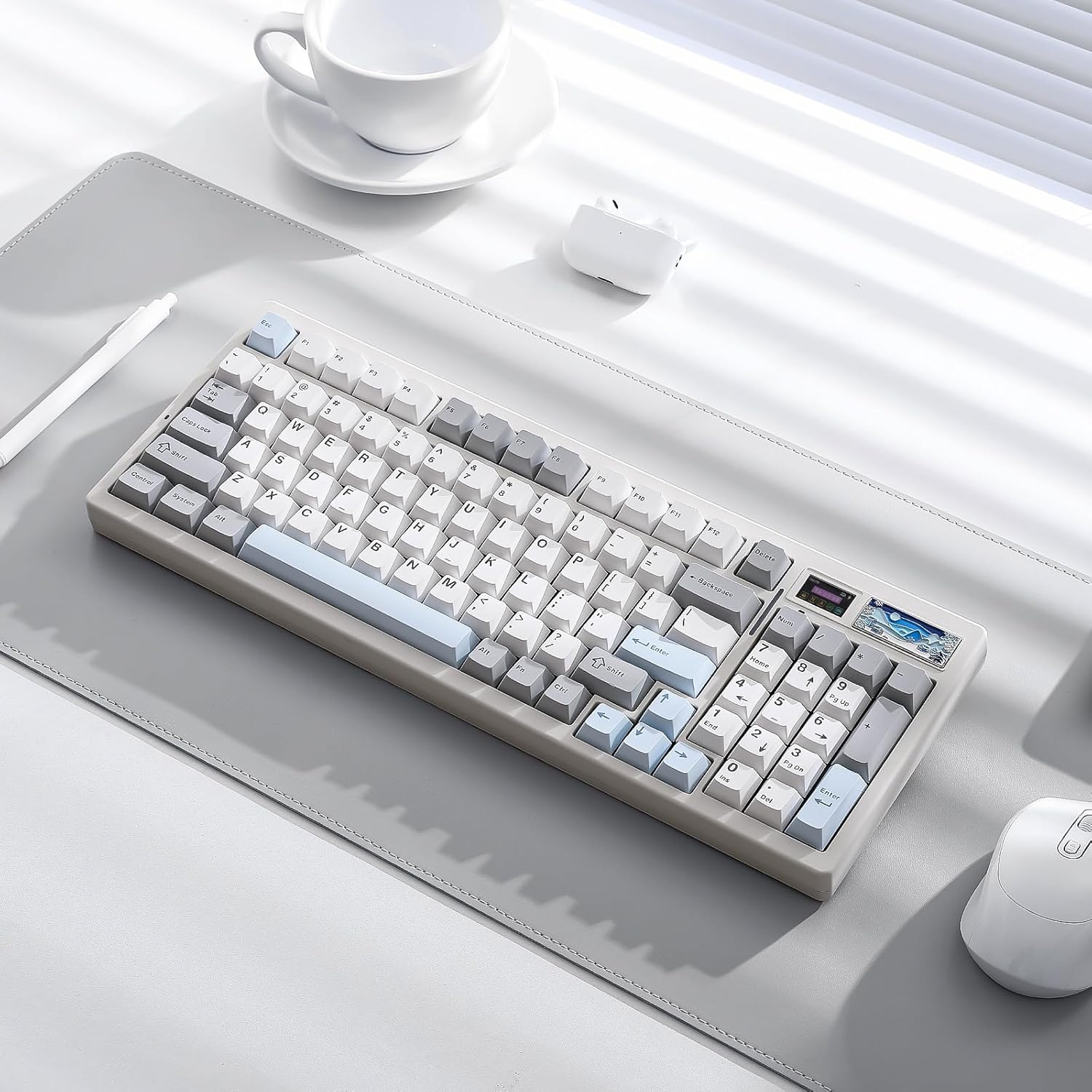 YUNZII IF99 Mechanical Keyboard with LCD Screen (White) (Cocoa Cream V2) 