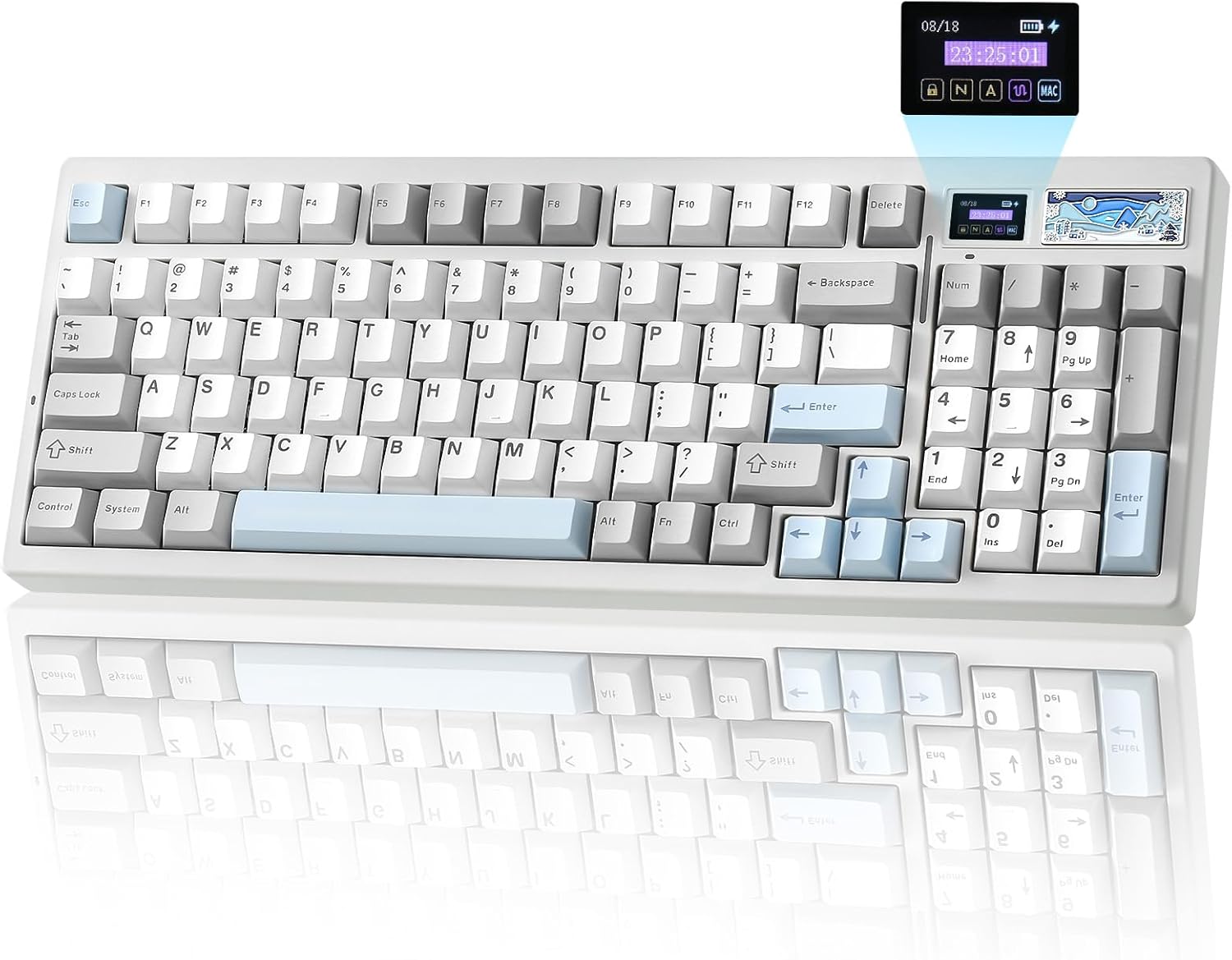YUNZII IF99 Mechanical Keyboard with LCD Screen (White) (Cocoa Cream V2) 