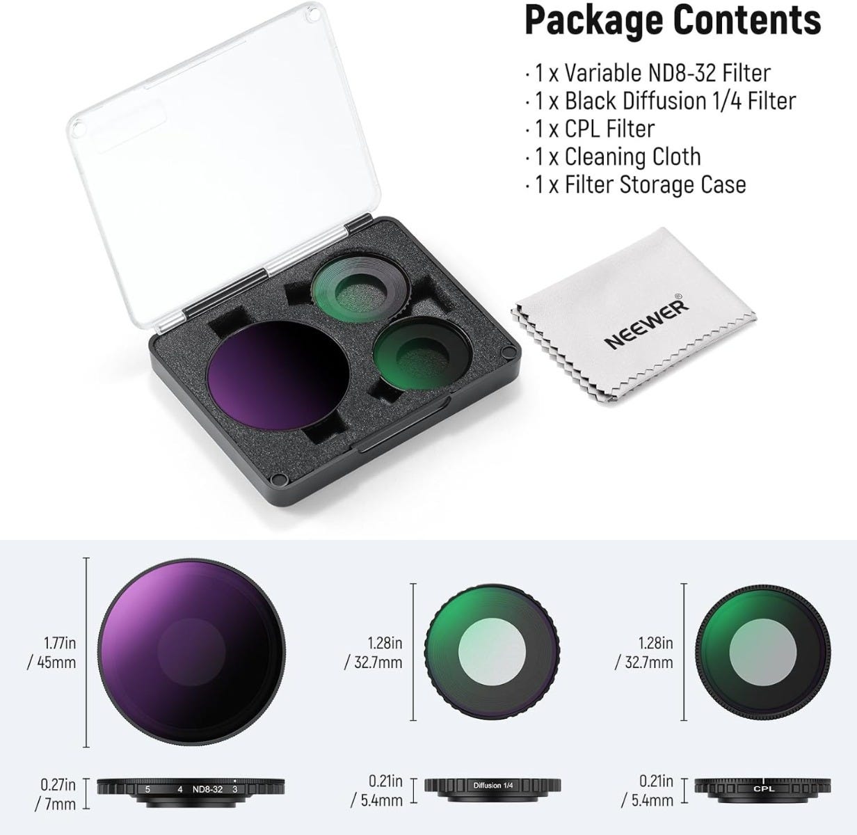 NEEWER FL-52 ND Filter Kit for DJI Osmo Action