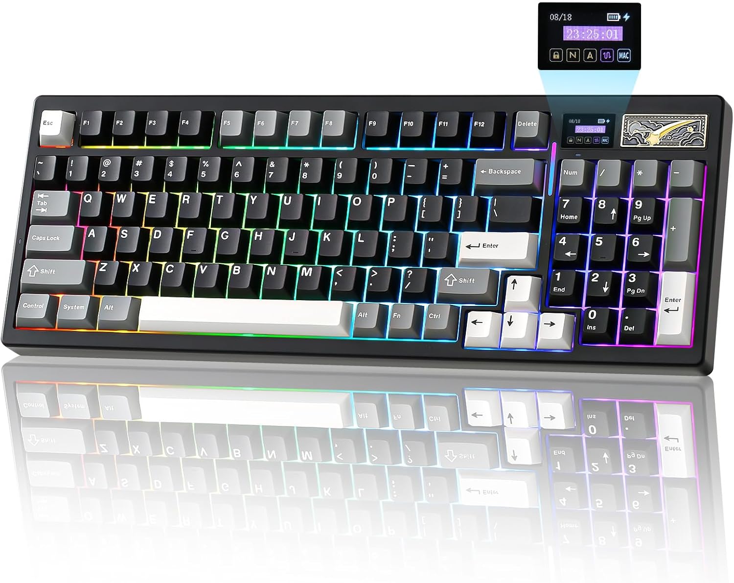 YUNZII IF99 Mechanical Keyboard with LCD Screen (Black) (Cocoa Cream V2) 