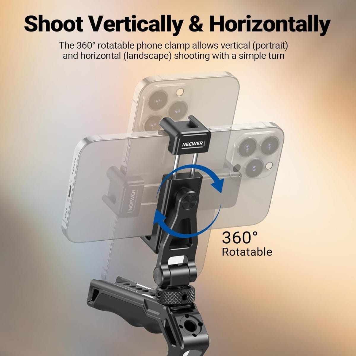 NEEWER Universal Rotatable Phone Clamp with Cold Shoe