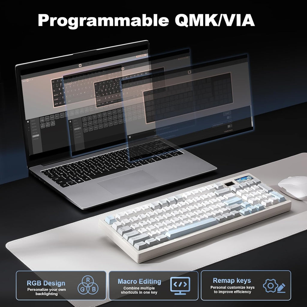 YUNZII IF99 Mechanical Keyboard with LCD Screen (White) (Cocoa Cream V2) 