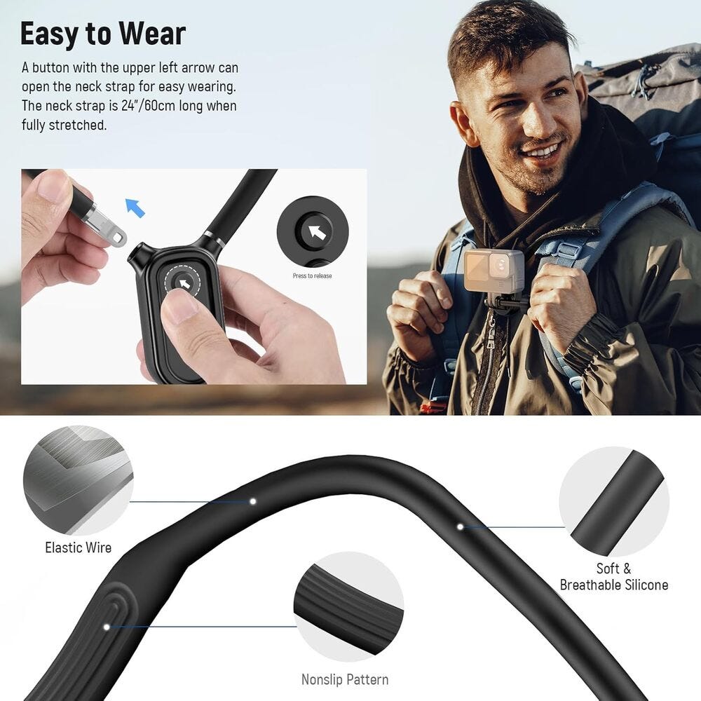 NEEWER GP-15 Flexible Action Camera Magnetic Neck Mount - Black