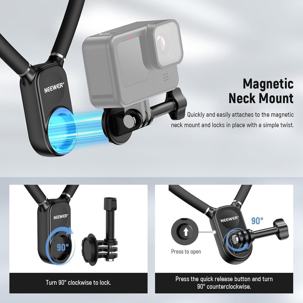 NEEWER GP-15 Flexible Action Camera Magnetic Neck Mount - Black