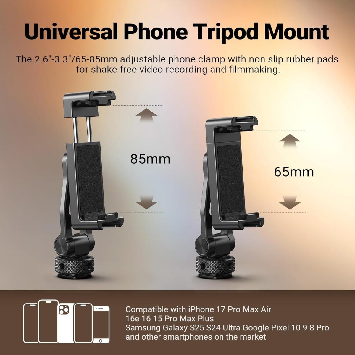NEEWER Universal Rotatable Phone Clamp with Cold Shoe