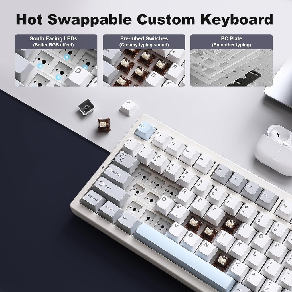YUNZII IF99 Mechanical Keyboard with LCD Screen (White) (Cocoa Cream V2) 