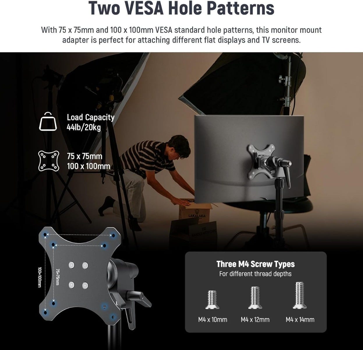 NEEWER Heavy Duty Monitor Mount Adapter for C-Stand and Lighting Stand
