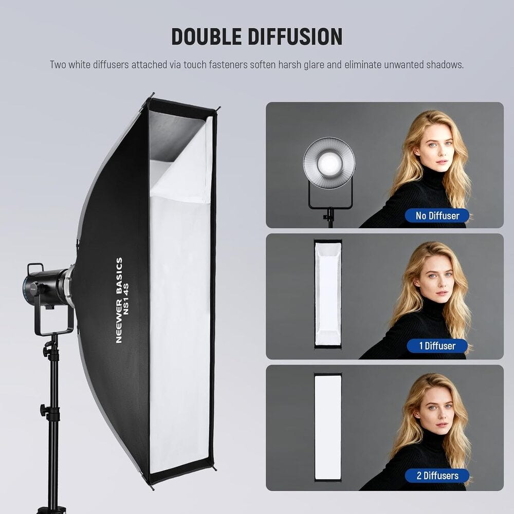 NEEWER NS14S 30x120cm Quick Release Rectangular Bowens Mount Softbox