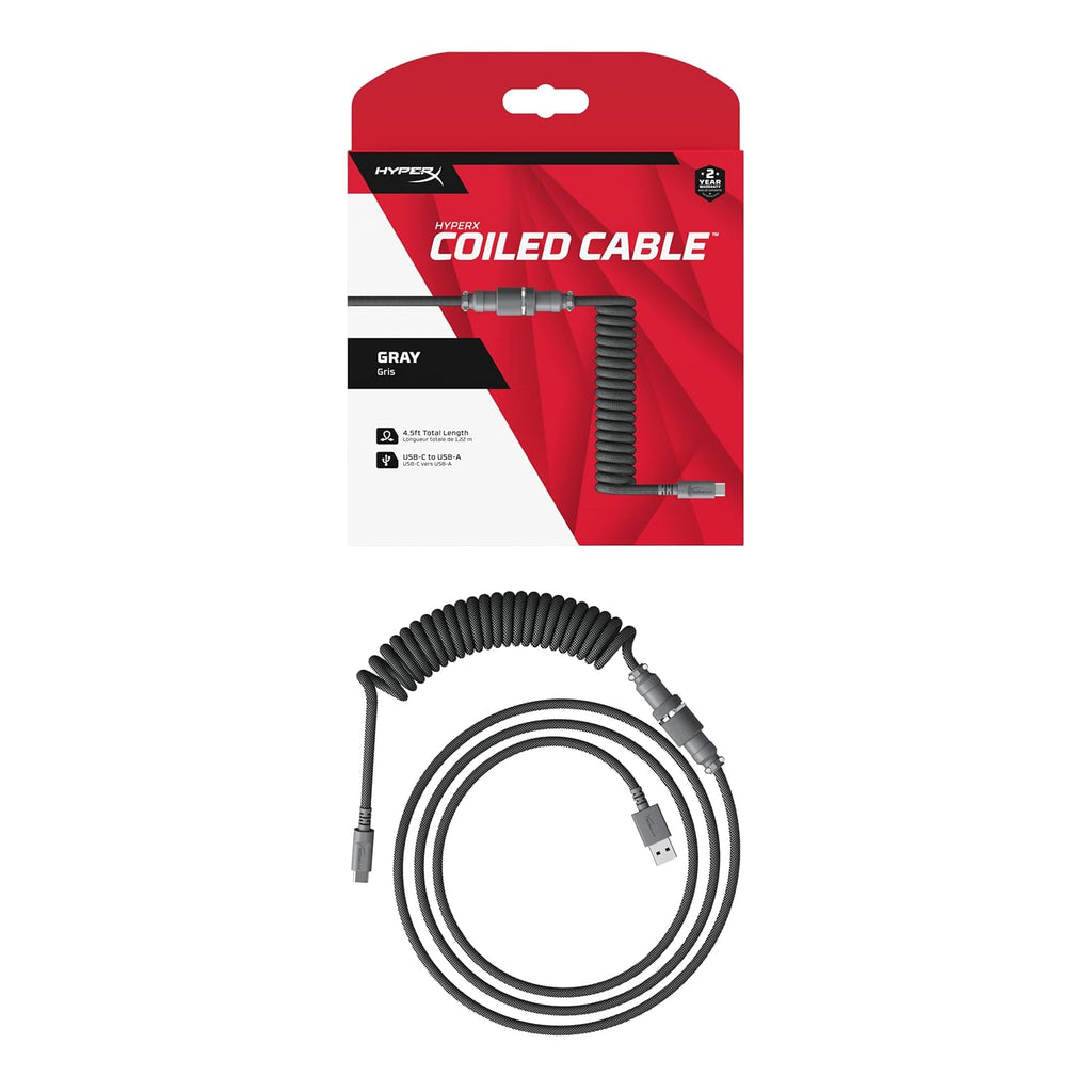 HyperX Gaming USB-C to USB Coiled Cable (Grey)