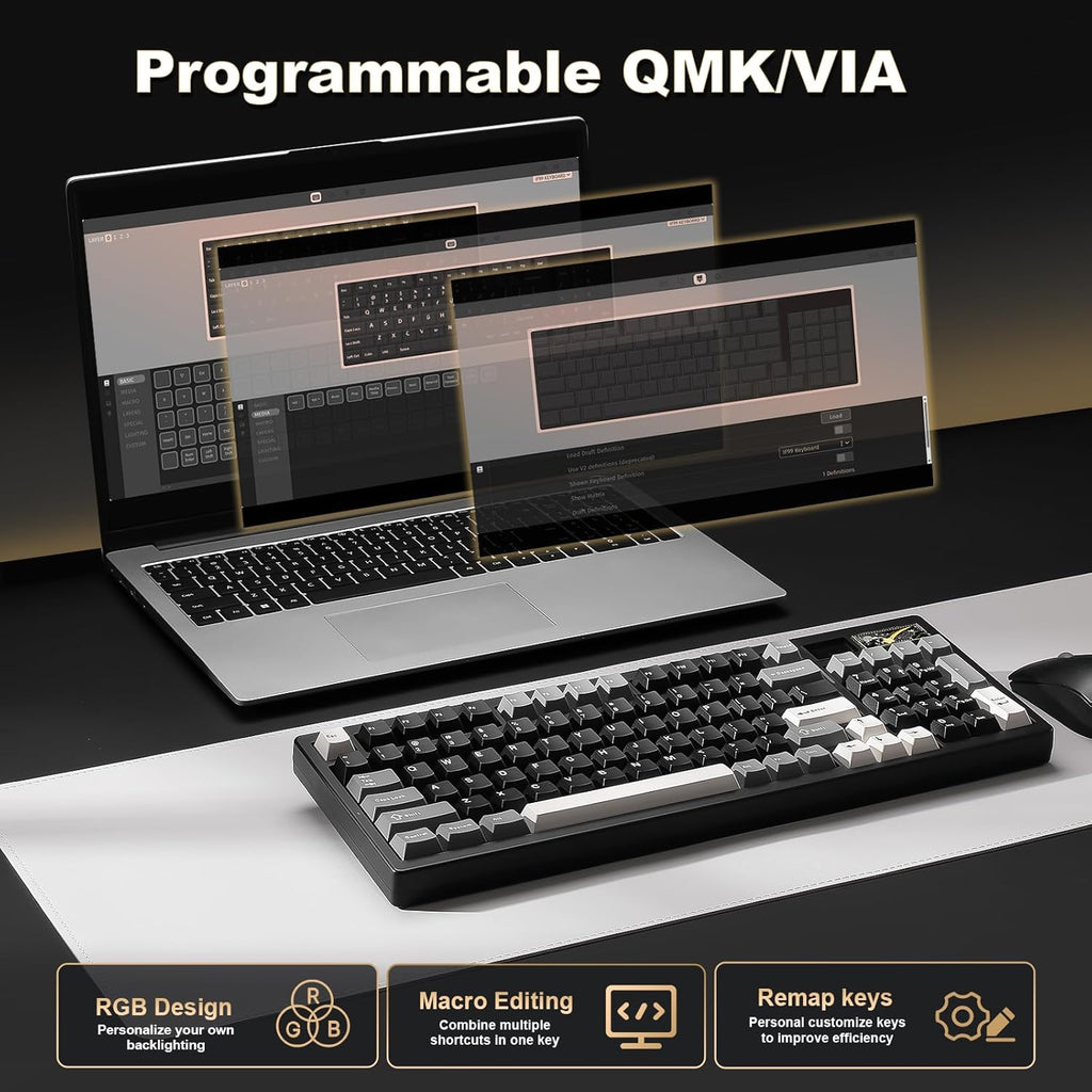 YUNZII IF99 Mechanical Keyboard with LCD Screen (Black) (Cocoa Cream V2) 