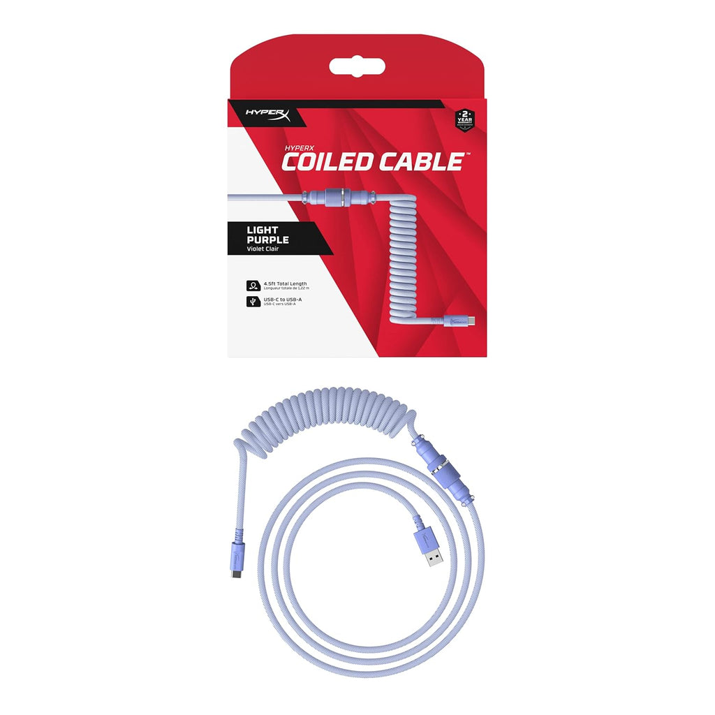 HyperX Gaming USB-C to USB Coiled Cable (Light Purple)