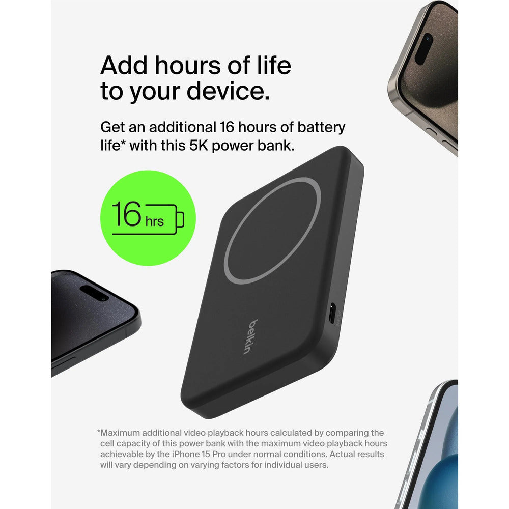 Damaged Box Belkin BoostCharge Pro 5K Magnetic Wireless PowerBank with 15W PD (Black)