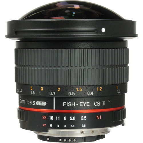 Samyang 8mm f/3.5 II Fisheye Lens - Nikon AE Mount - APS-C