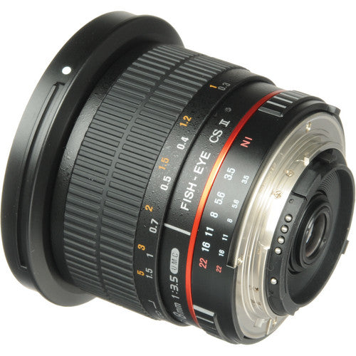 Samyang 8mm f/3.5 II Fisheye Lens - Nikon AE Mount - APS-C