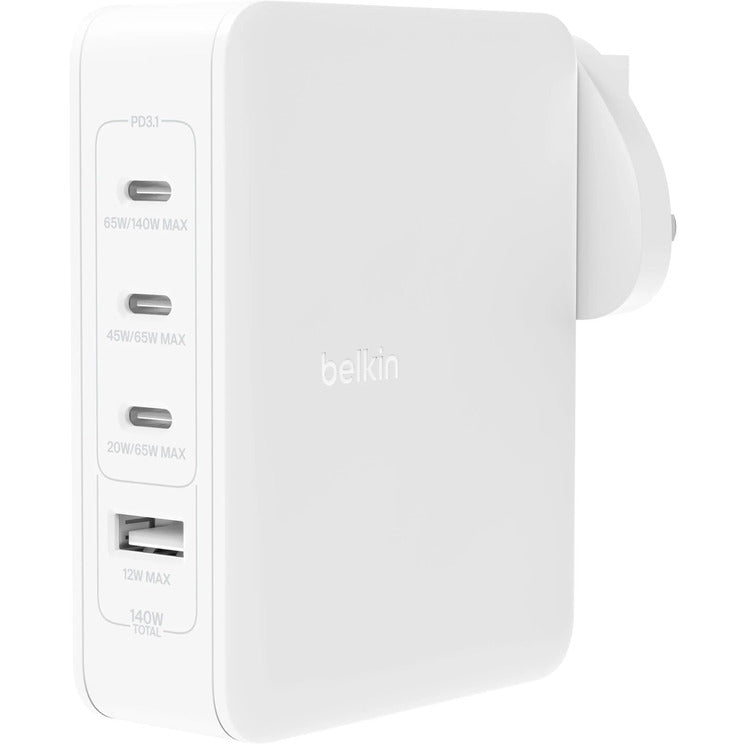 Belkin BoostCharge Pro 140W 4 Port GaN Wall Charger (White)