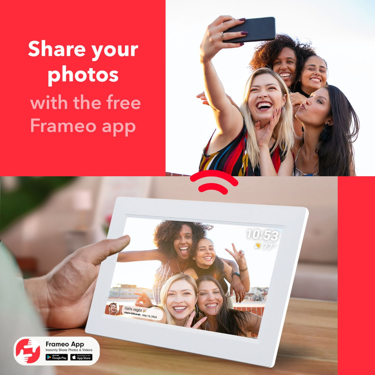 FireFly Frameo 10.1" Wi-Fi Digital Photo Frame - White