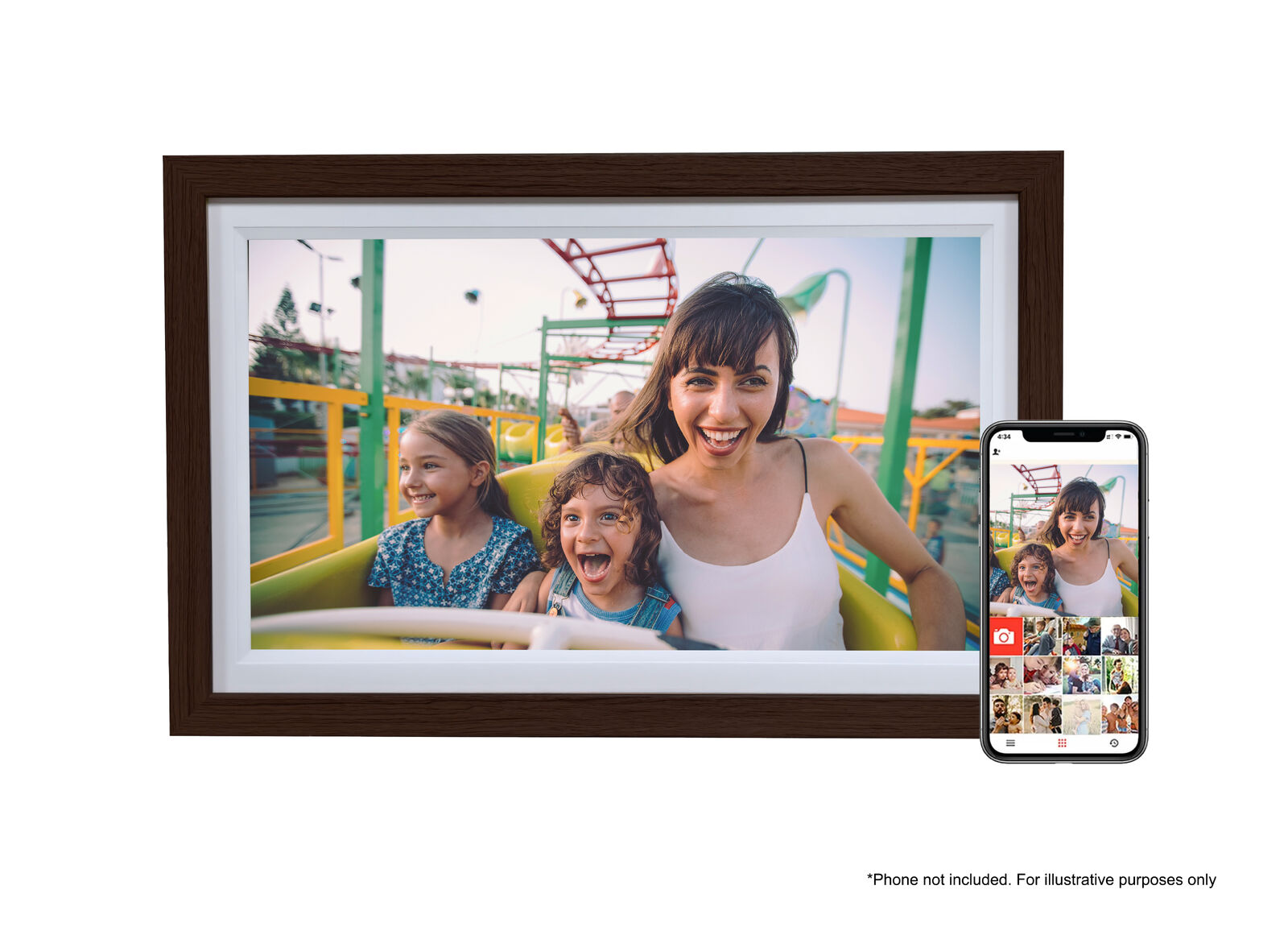 FireFly Frameo 15.6" Wi-Fi Digital Photo Frame - Dark Wood