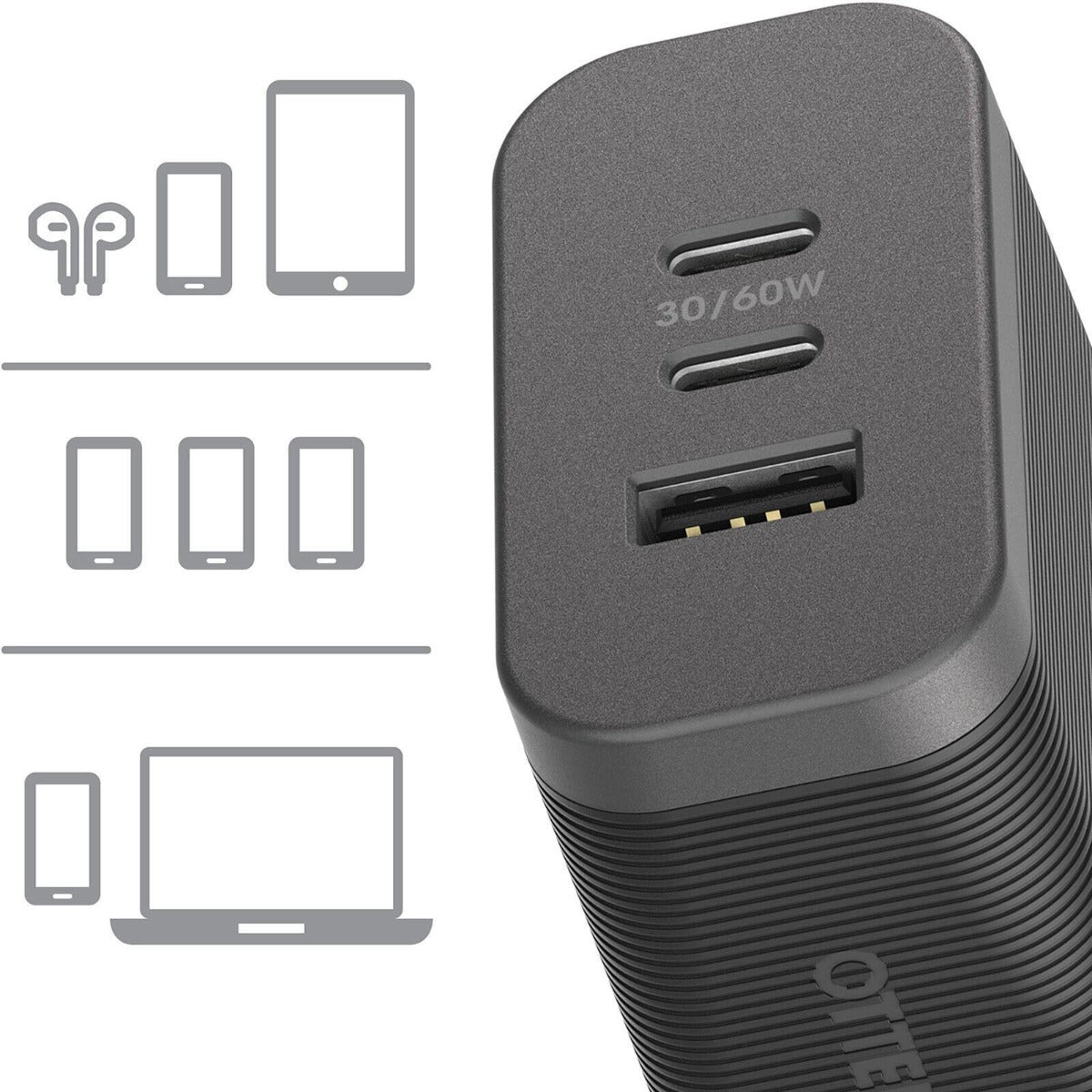 OtterBox 72W 3-Port Premium Pro Fast Wall Charger (Black)