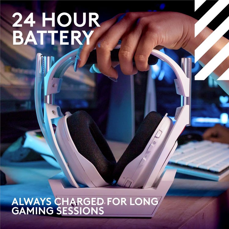 Logitech G Astro A50 LIGHTSPEED Gaming Headset with Base Station (White)  