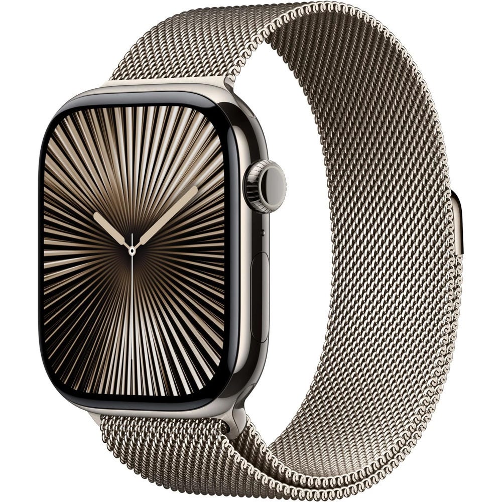 Apple Watch Series 10 46mm Natural Titanium Case GPS + Cellular Sport Band (S/M) (Milanese)