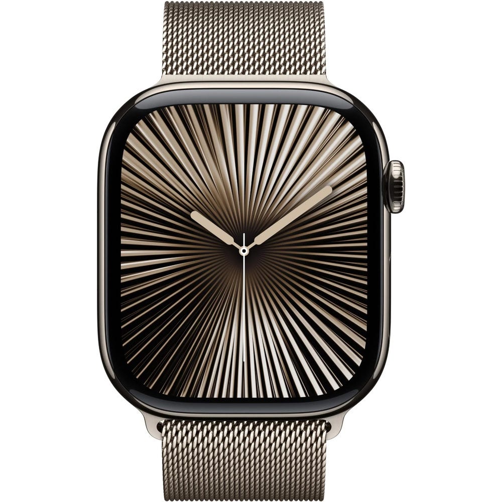 Apple Watch Series 10 46mm Natural Titanium Case GPS + Cellular Sport Band (S/M) (Milanese)