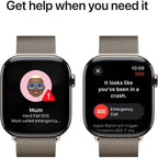 Apple Watch Series 10 46mm Natural Titanium Case GPS + Cellular Sport Band (S/M) (Milanese)