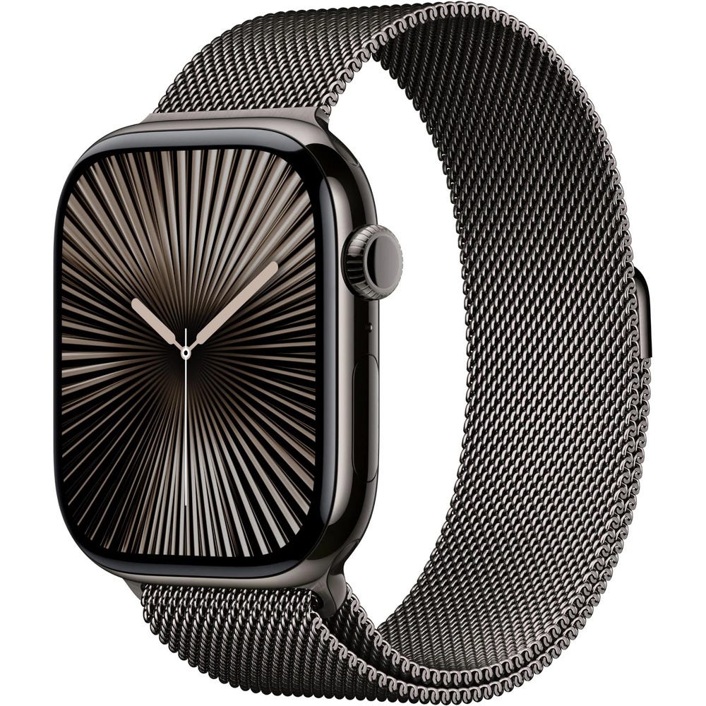 Apple Watch Series 10 46mm Slate Titanium Case GPS + Cellular Sport Band (S/M) (Milanese)