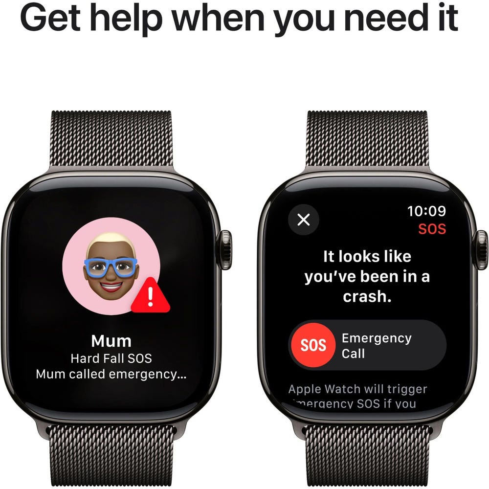 Apple Watch Series 10 46mm Slate Titanium Case GPS + Cellular Sport Band (S/M) (Milanese)