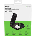 Belkin BoostCharge 3 in 1 Magnetic Foldable Wireless Charger with Qi2 (Black) 