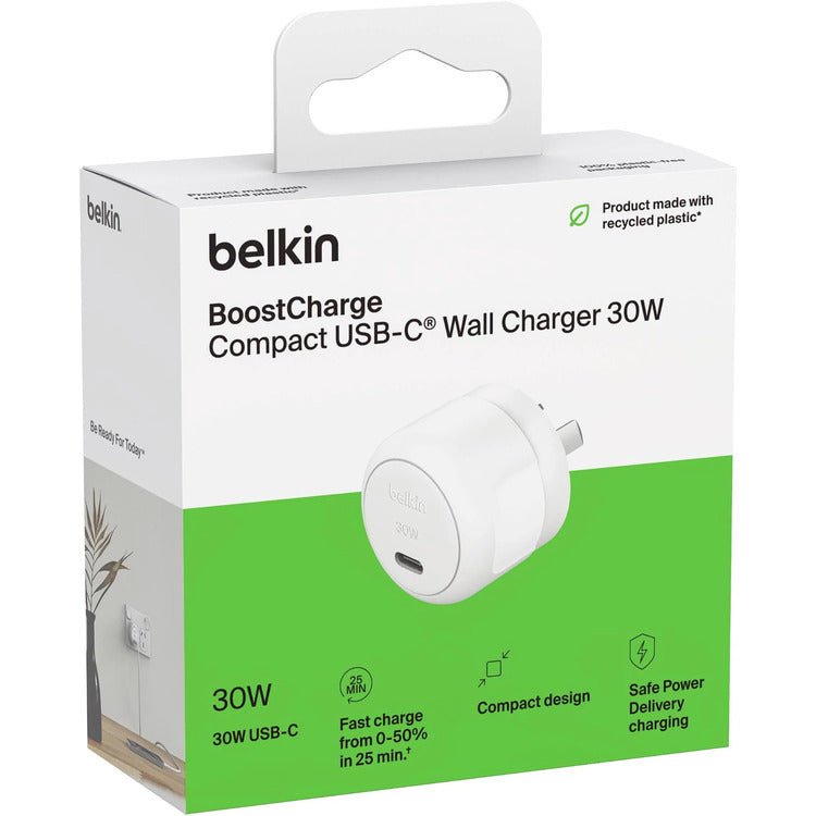 Belkin BoostCharge 30W PD USB-C Wall Charger (White)