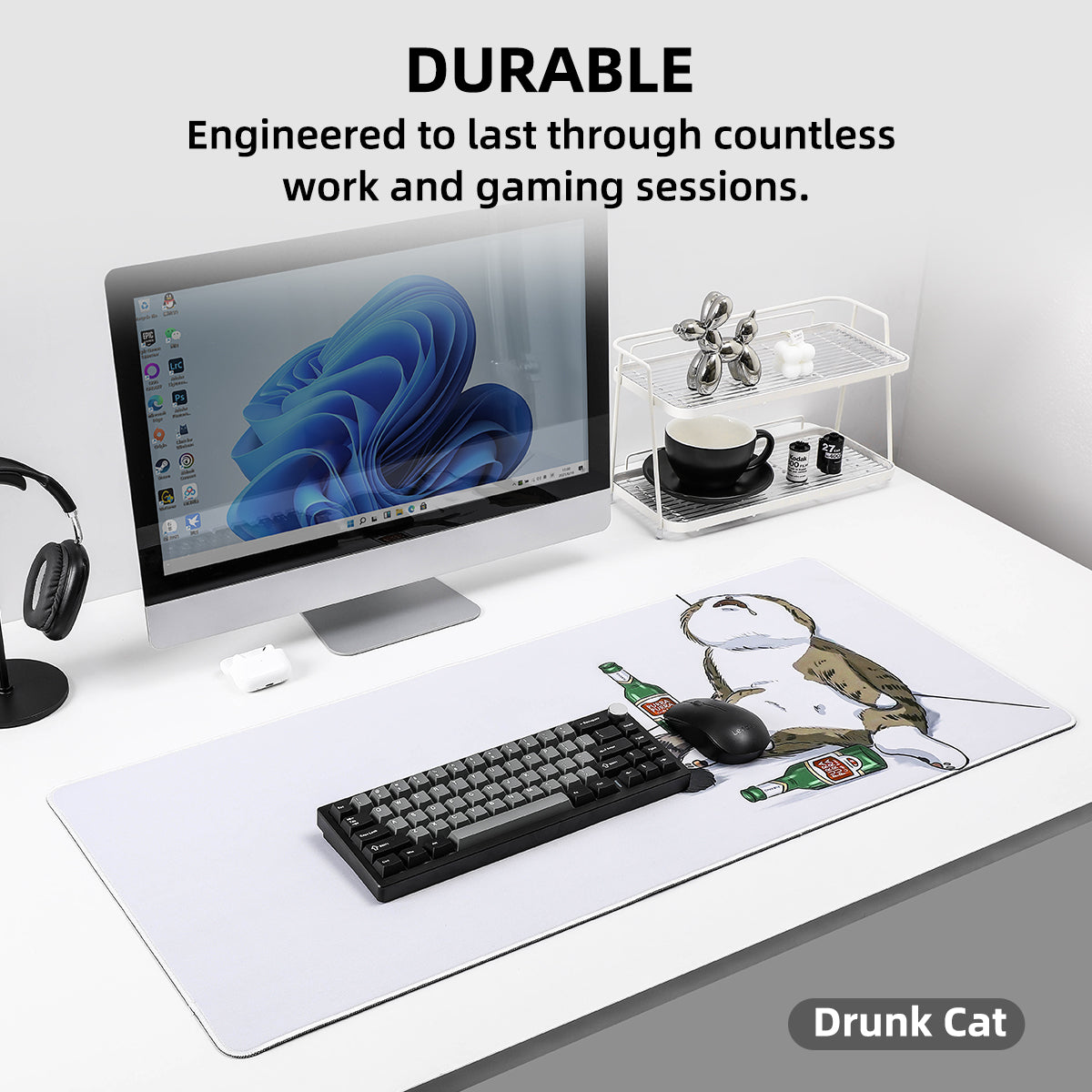 YUNZII Keynovo Desk Mat 900x400x3mm (Drunk Cat)