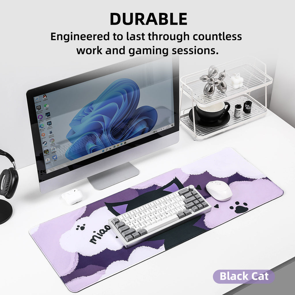 YUNZII Oversized Desk Mat 800x300x3mm (Black Cat)
