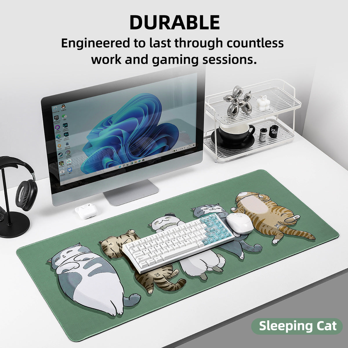 YUNZII Keynovo Desk Mat 900x400x3mm (Sleeping Cat)