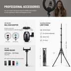 NEEWER RL45B Edge Lit Soft Ring Light with Phone Holder and Light Stand