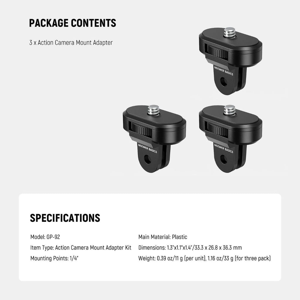 NEEWER GP-92 Tripod Mount Adapter Kit - 3 Pack