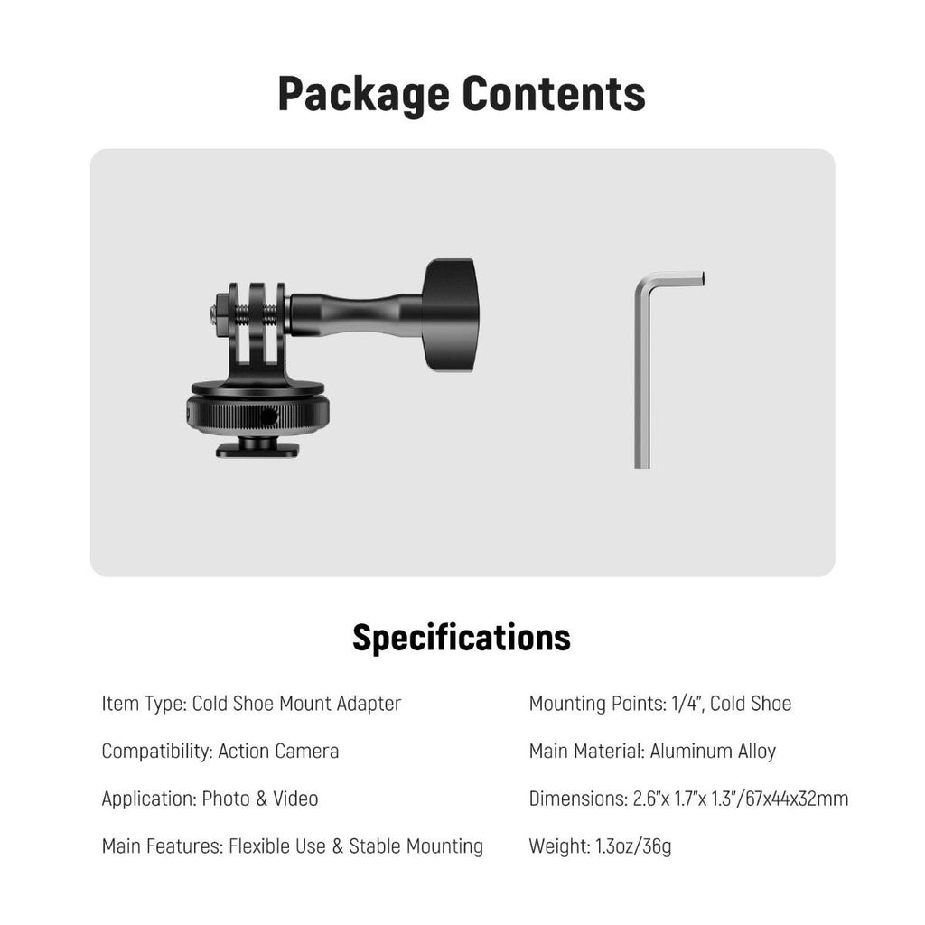 NEEWER GP-63 Action Camera Cold Shoe Mount Adapter
