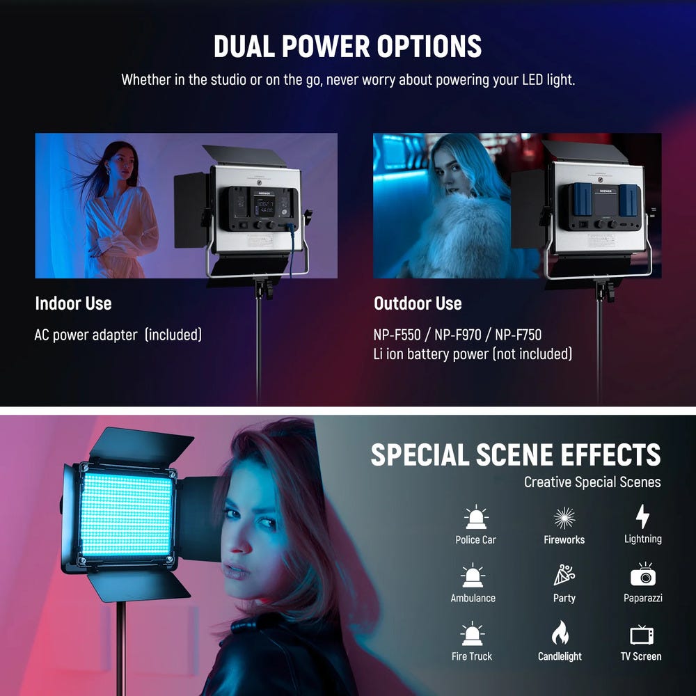NEEWER RGB660 PRO II LED Video Light with Stand - 2 Pack