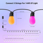 NEEWER 45m Smart RGB LED Outdoor String Lights