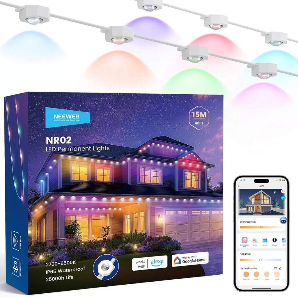 NEEWER 60m Smart RGB LED Permanent LED Outdoor Lights