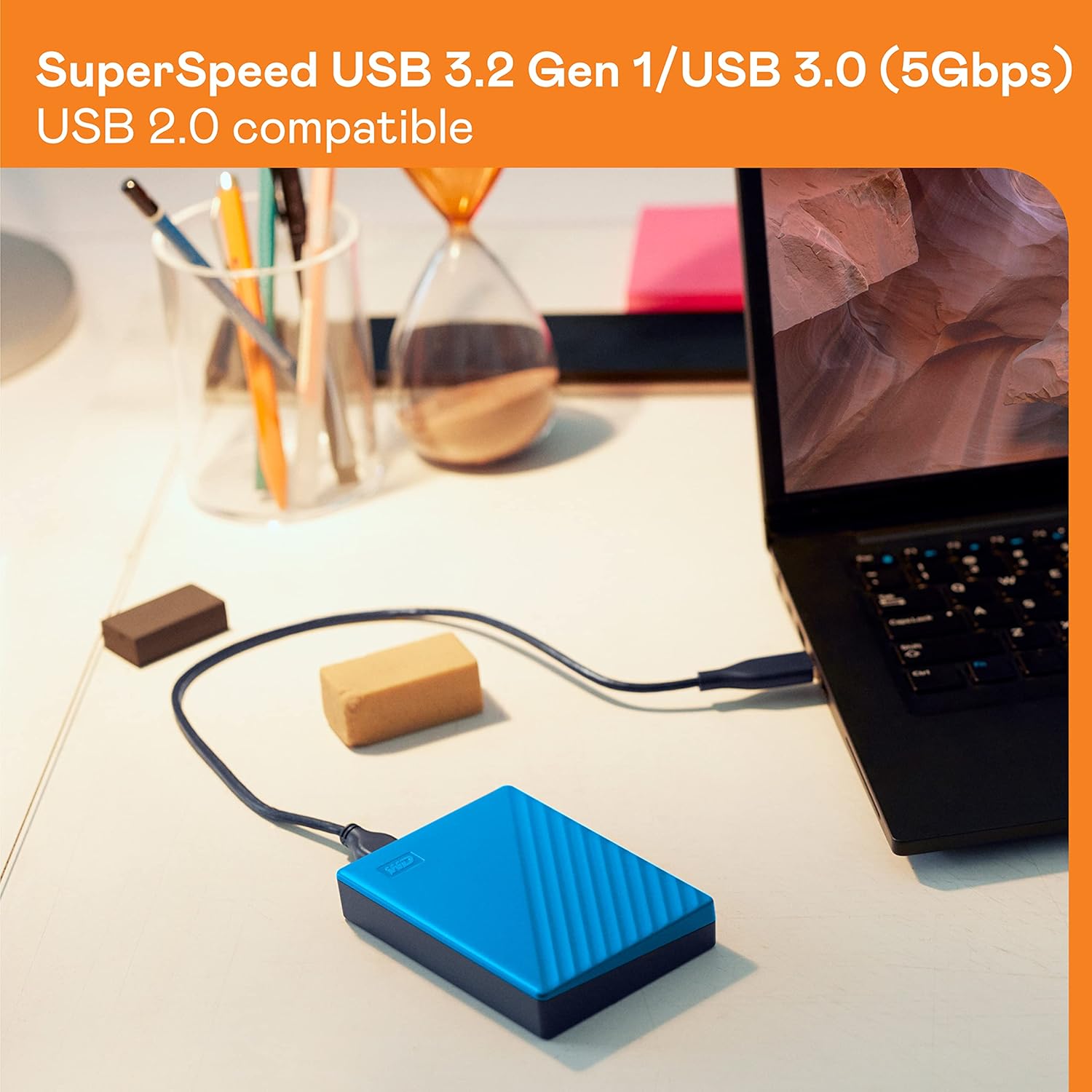 WD My Passport 6TB USB 3.0 Portable Hard Drive (Blue)
