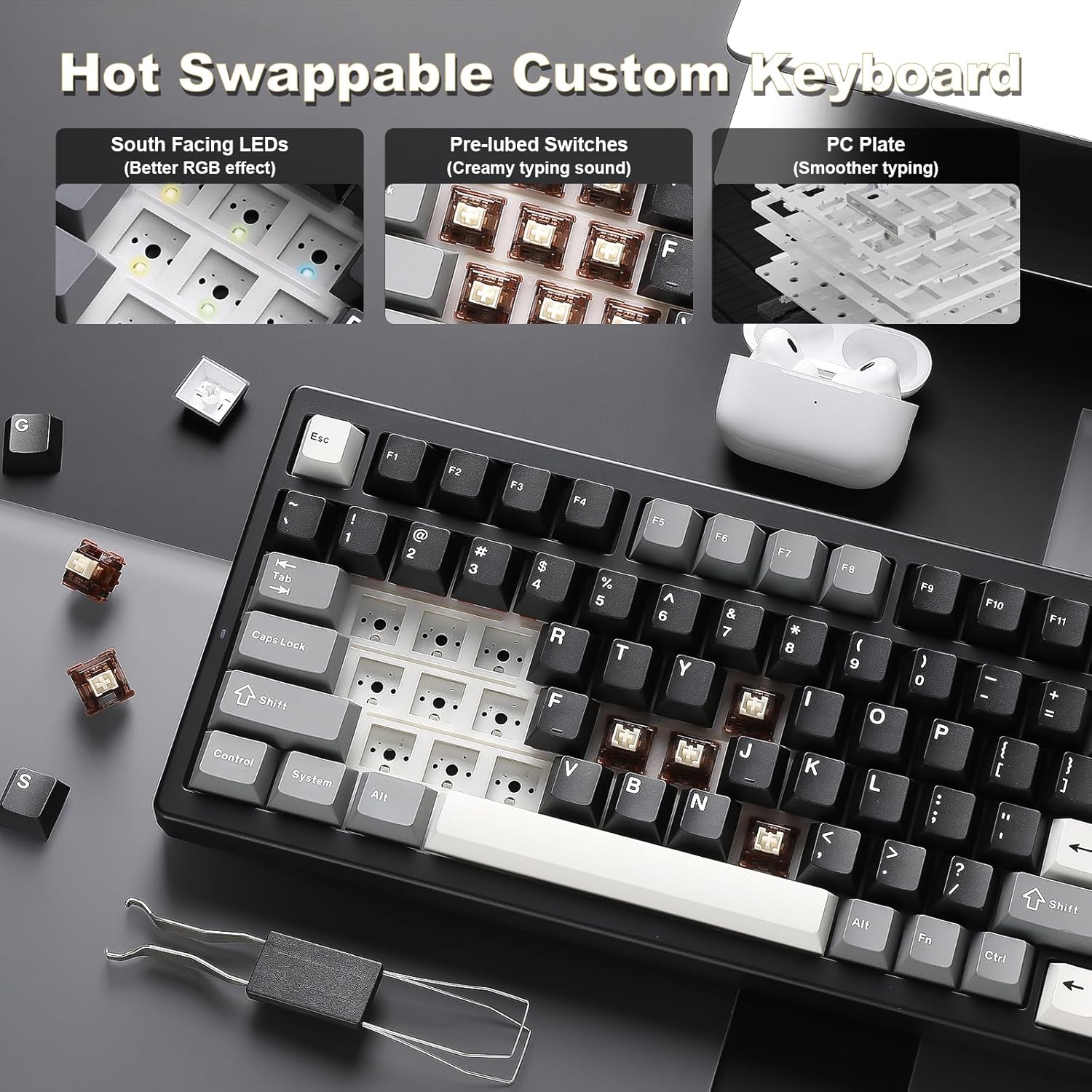 YUNZII IF99 Mechanical Keyboard with LCD Screen (Black) (Cocoa Cream V2) 