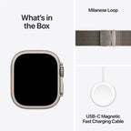 Apple Watch Ultra 3 49mm Natural Titanium Case GPS + Cellular Milanese Loop (Small)