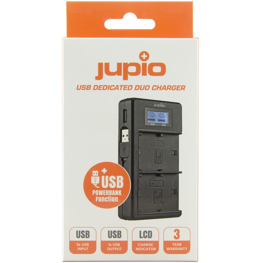Jupio USB Dedicated Duo Charger with LCD for Sony NP-FW50 Batteries
