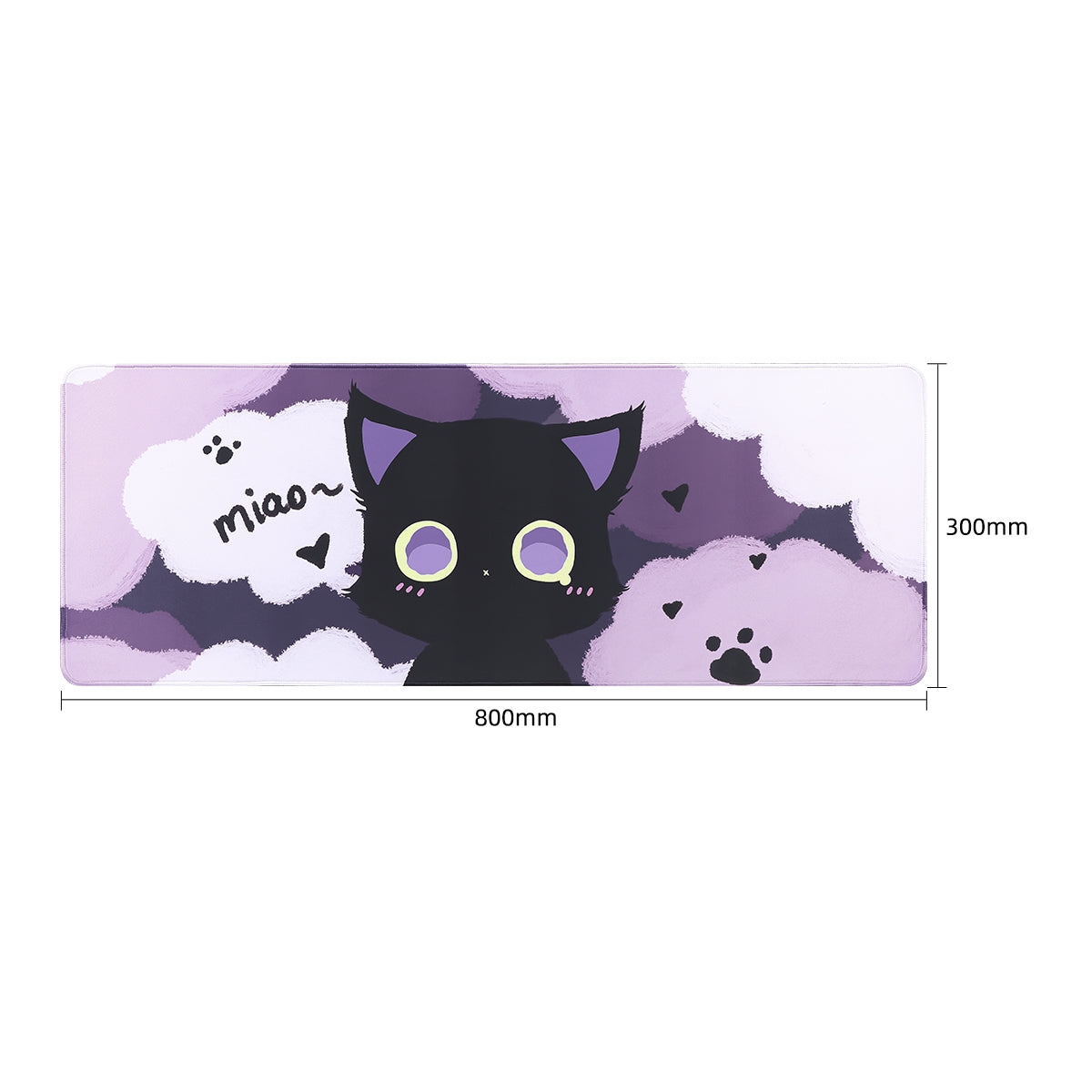 YUNZII Oversized Desk Mat 800x300x3mm (Black Cat)