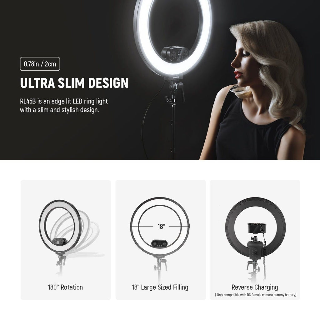 NEEWER RL45B Edge Lit Soft Ring Light with Phone Holder and Light Stand