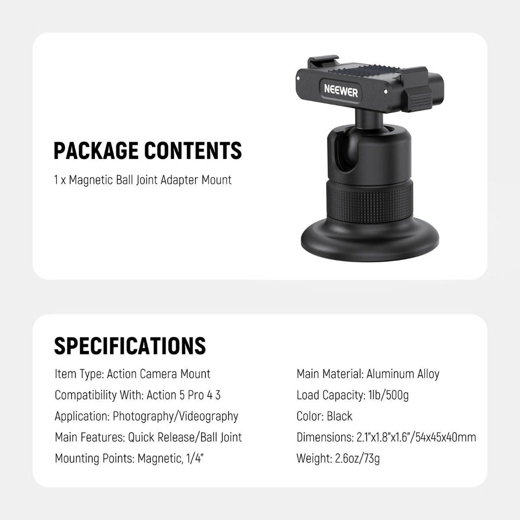 NEEWER AC013 Magnetic Camera Mount for DJI Osmo Action - Gray