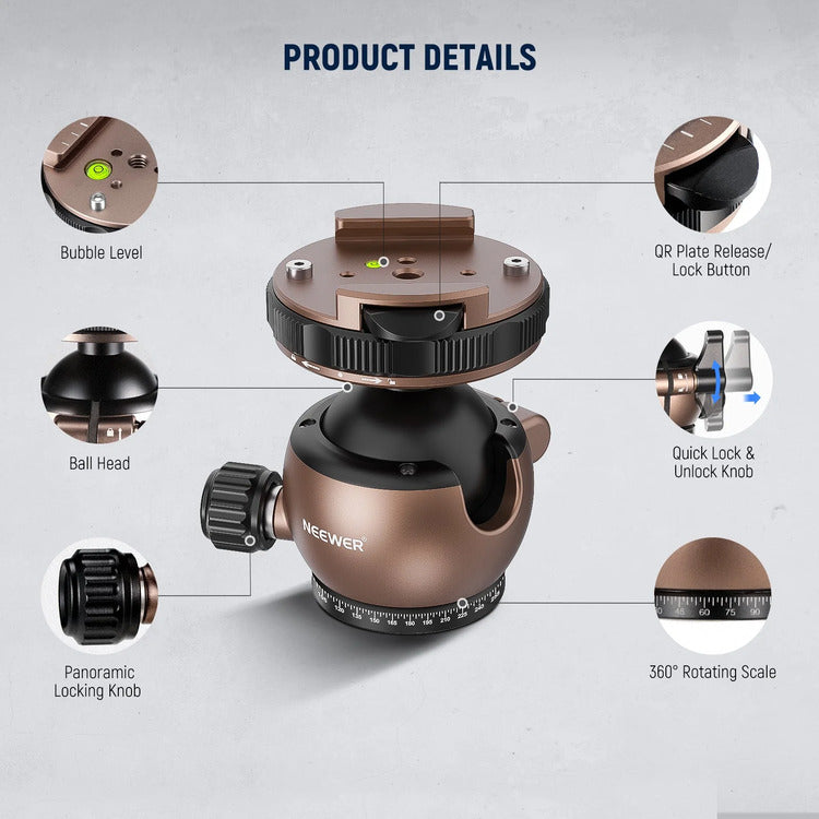 NEEWER GM32 40mm Low Profile Ball Head 
