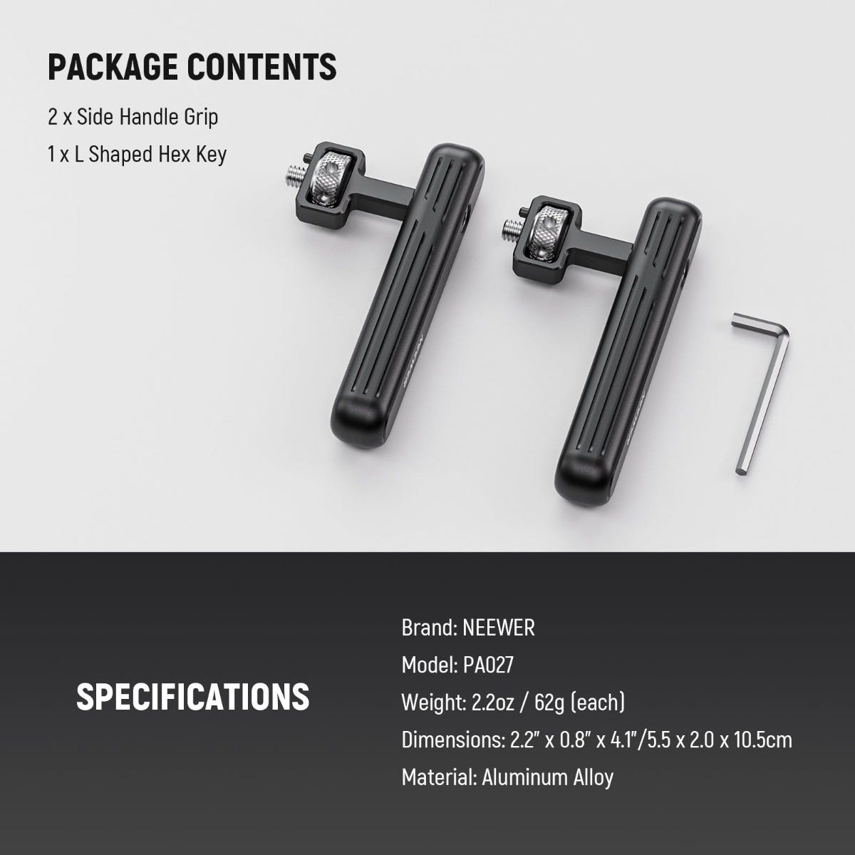 NEEWER PA-027 Rotatable Side Handle/Top Handle for Phone Cage - 2 Pack