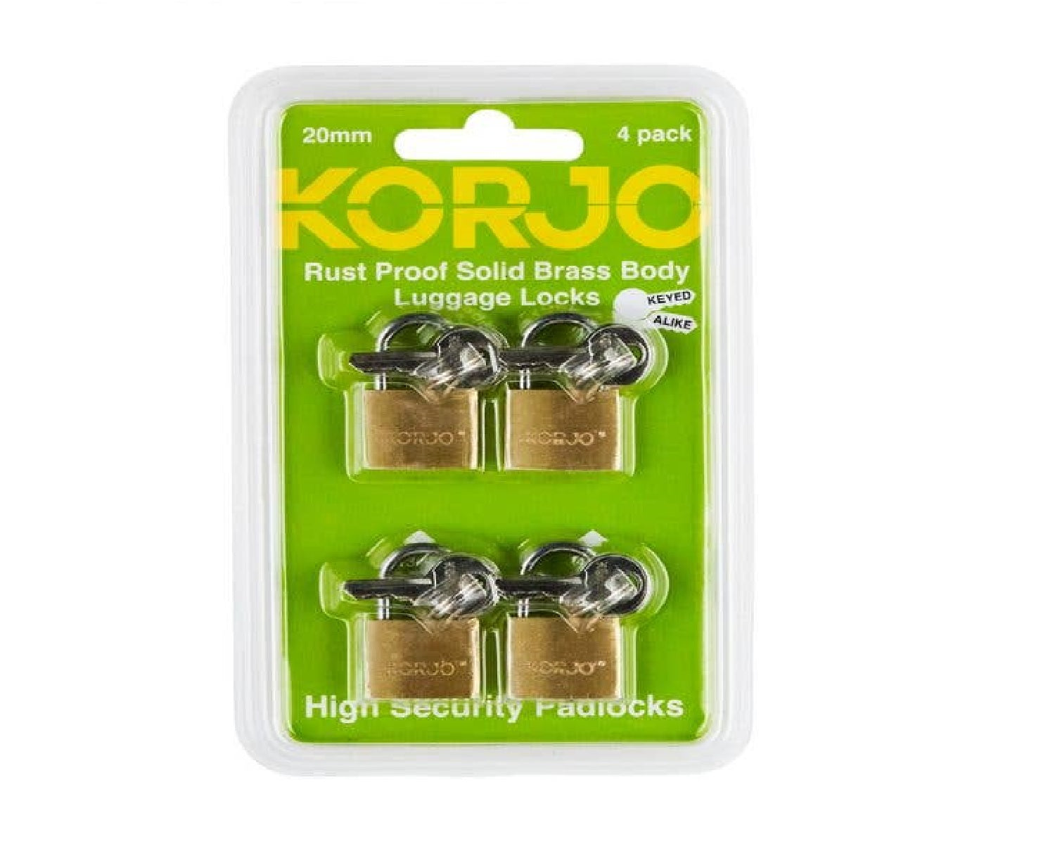 Korjo Luggage Lock Keyed 20mm - Four Pack